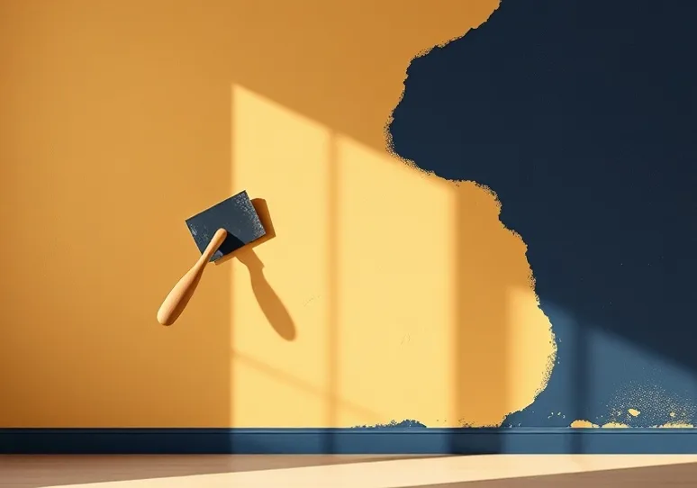 Application d'un enduit décoratif à la lisseuse sur un mur