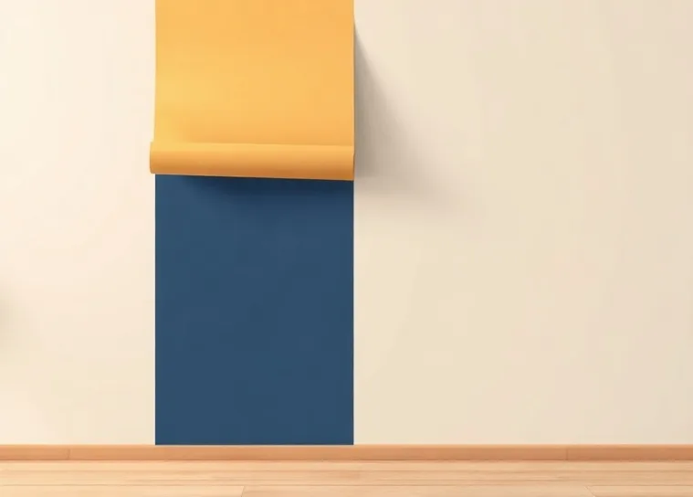 Pose de papier peint, rouleau et brosse à maroufler